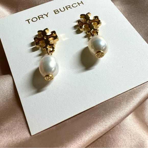 Tory Burch Kira Small Pearl Drop Earrings Womens Designer Earrings - Picture 7 of 8